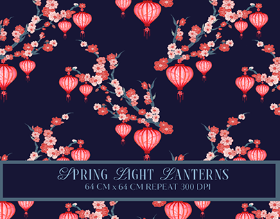 Spring Light Lanterns Seamless Pattern