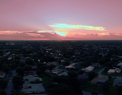 9 image sunset aerial panorama.