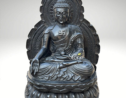 Stone Medicine Buddha Statue With Alms Bowl 18″