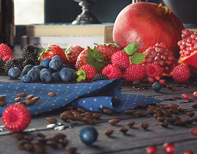 Berries. Pomegranate CGI "FREE MODEL"