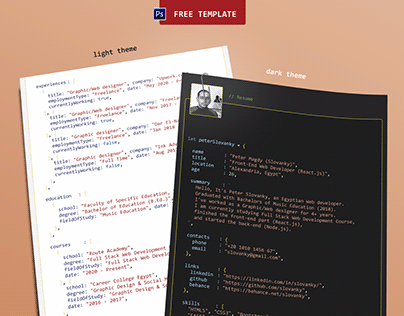 Free PSD Resume/CV Template for Programmers