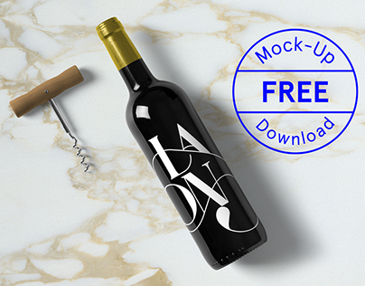 Free Wine Bottle Mockup