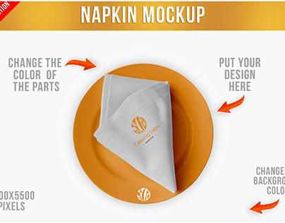A Napkin on a Restaurant Plate Mockup