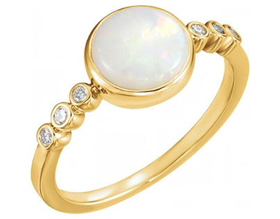 Buy 14k Gold Opal Ring with Natural Diamonds