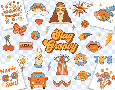 Vintage Groovy Hippie Collection 70s style