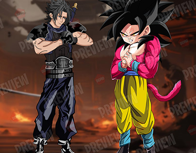 2D Characters Goku with Zack Fair
