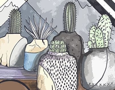 Cactus and Succulent Urban Illustration