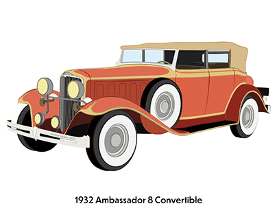 1930’s Nash Ambassador, Graphic Automotive Art