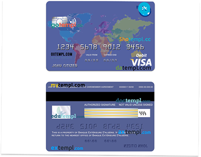 Algeria banque extérieure visa card template