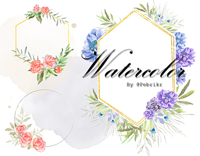 watercolor flowers arrangements for wedding invitation