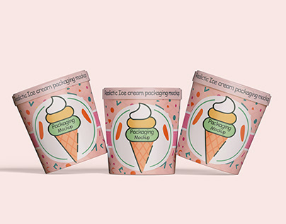 Realistic Ice cream packaging mockup psd