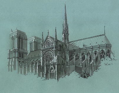 Gothic Cathedrale's draw Notre Dame de Paris