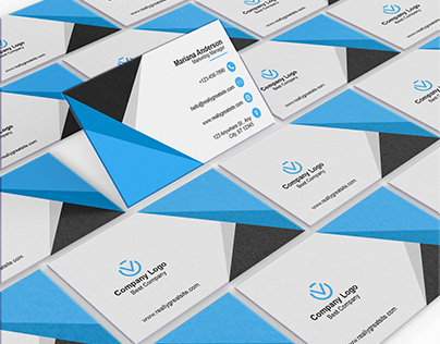 Black And Blue Business Card Design With Mock up