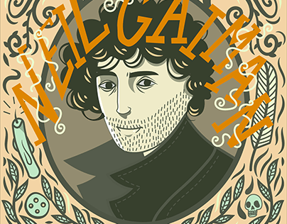 Neil Gaiman illustrated portrait