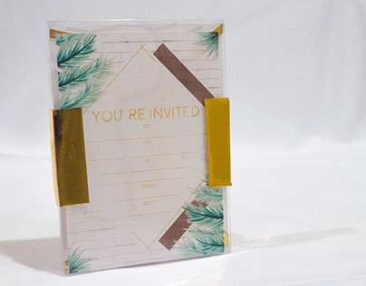 Gold leaf and Pine Holiday Party Invitation