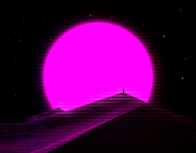 Vaporwave Pink Moon