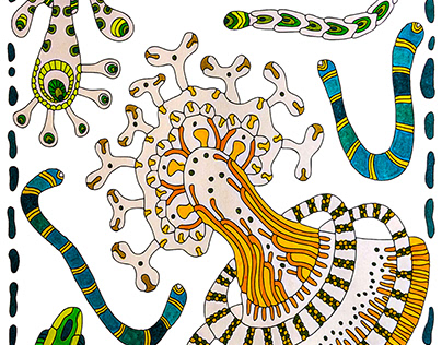 coloring page 033 - art creatures in doodle style