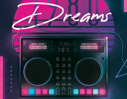80s Flyer Retrowave Poster Synthwave DJ Disco Dance