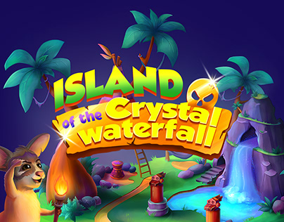Island of the Crystal waterfall - Game art
