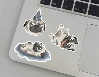 Stickers with pugs