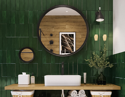 Bathroom design "Green and wood"