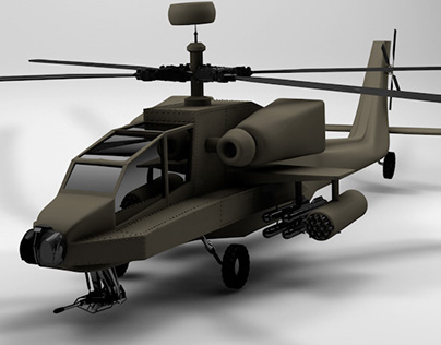 Helicóptero militar AH-APACHE-64 modelado en 3D