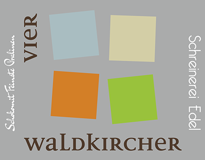 Vier Waldkircher, Klappkarte 12seitig, Wickelfalz