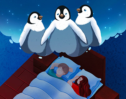 The Surprise Penguin. Children's book illustration.