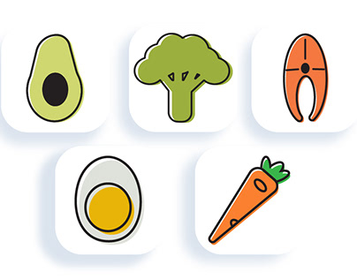 5 healthy food line icons