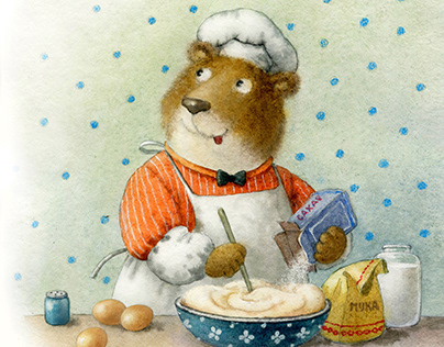 Bear Michelle makes Lazy Finnish pancakes