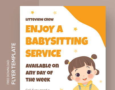 Free Editable Online Babysitter Flyer Template
