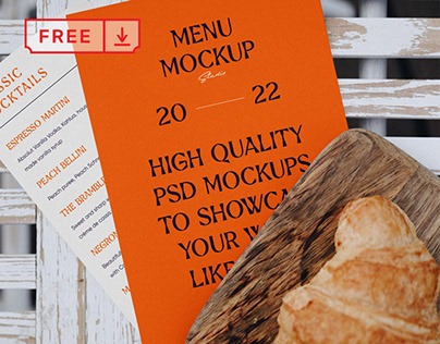Free Menu Cards with Croissant Mockup