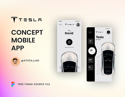Tesla Concept Mobile App with free source file