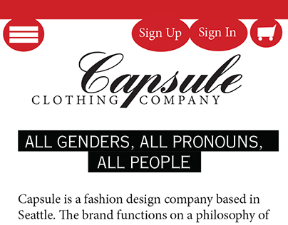 Capsule Clothing Co. Mobile Site