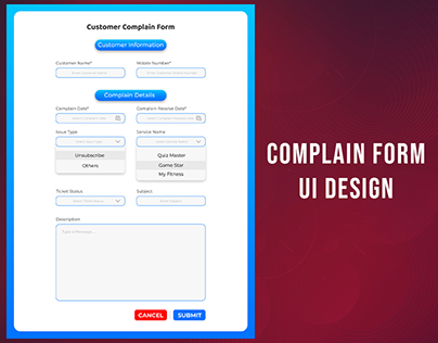 Complain Form UI Design