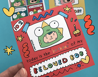 birthday cards design "BELOVED BOB"