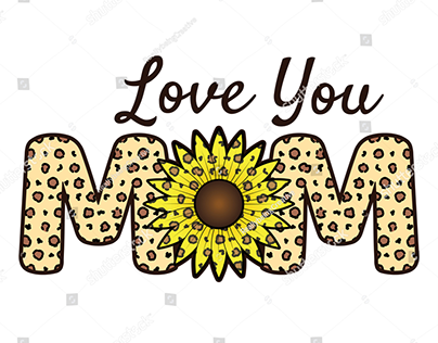 MOM with sunflower in leopard pattern