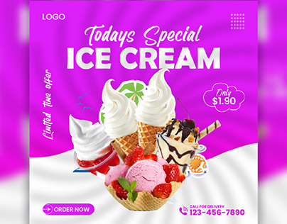 Ice-Cream Social Media/Instagram Post Design