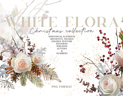 White Flora - Christmas clipart collection