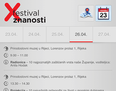 Science festival X, mobile website