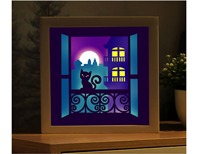 The Cat Outside The Door Light Box, Light Box Template