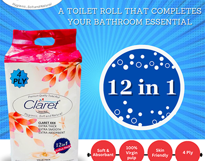 CLARET TOILET ROll 12 in 1, 4 PLY