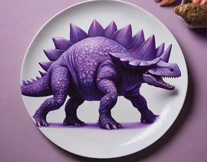 Stegosaurus Affectionate Plates Oil Painting