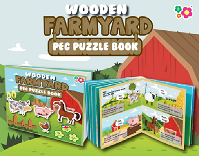Meadow Kids Wooden Farm Yard Peg Puzzle Book