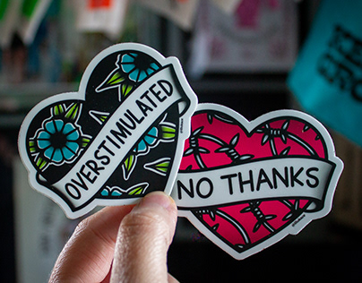 Project thumbnail - Unhappy Hearts • Print and Sticker Design