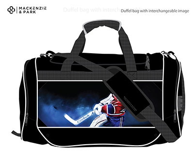 Duffel bag with interchangeable image