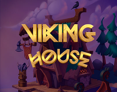 Viking house and props. 2D concept