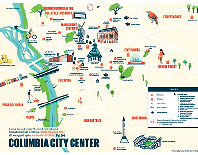 Columbia SC Illustrated Map for Visitor Guide