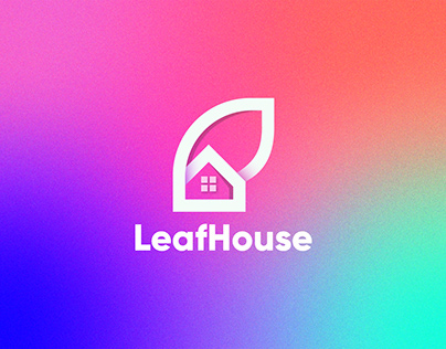 Leaf House logo design, Green home, Minimalist logo