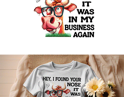 Cow Theme Funny Meme T-Shirt Design